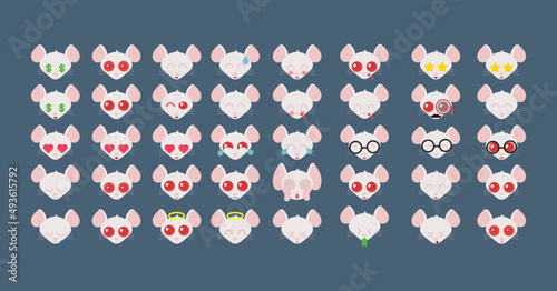 Raticonos. Colección de emoticonos con caras de ratón.