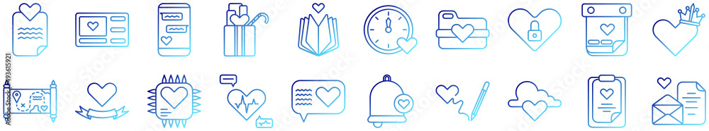 romance icon set