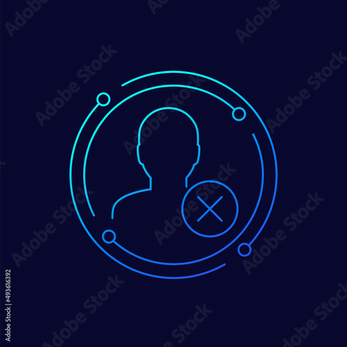 delete profile icon, erase personal data, linear design