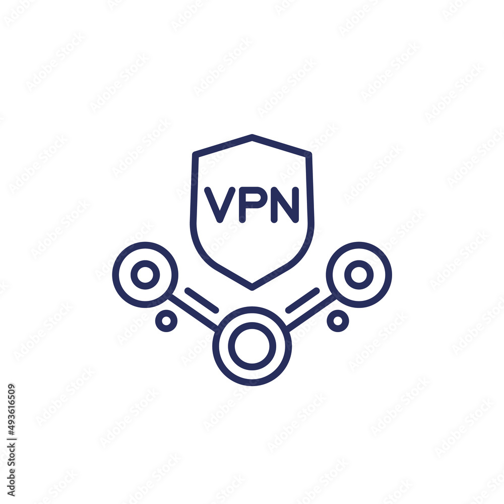 VPN service line icon with a shield VPN service line icon with a shield