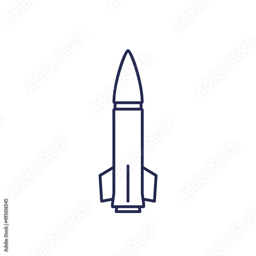 Ballistic missile icon on white, line vector © nexusby