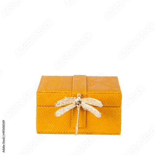 decorative box with figure for house decoration on white background isolated