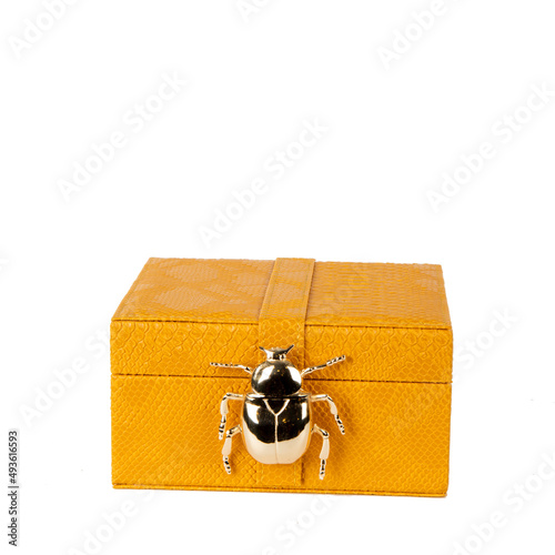 decorative box with figure for house decoration on white background isolated