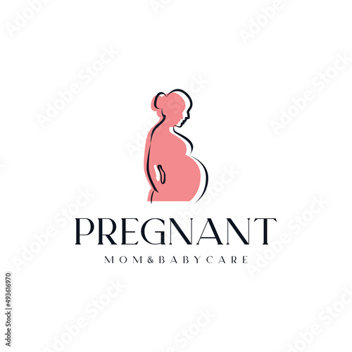 Pregnant woman silhouette logo design