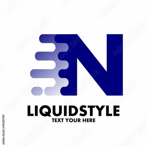 Fast or move letter N vector logo template with modern liquid style.