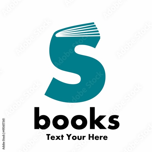 book s letter vector logo template. This design use font symbol suitable for education photo