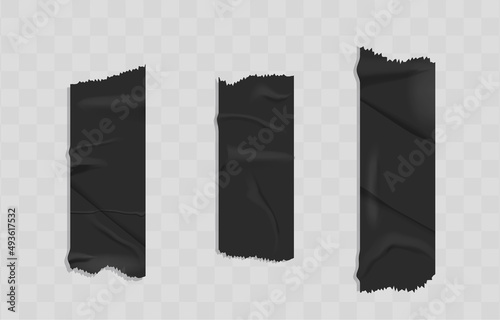 Sticky tape set on transparent background. Realistic duct tape, scotch stripes. Vector