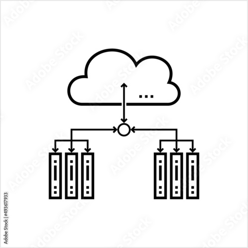Cloud Network Icon, Cloud Computing Network Concept, On Demand Availability Of Computer System Resources