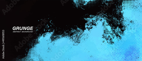 Black and blue abstract grunge background with halftone style. 