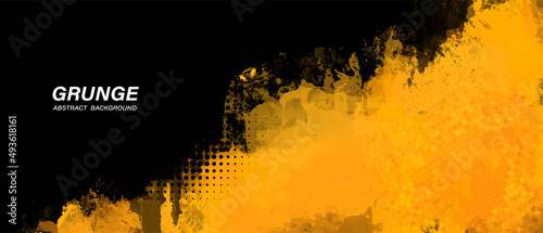 Black and Yellow abstract background with grunge texture. Vector illustration	
