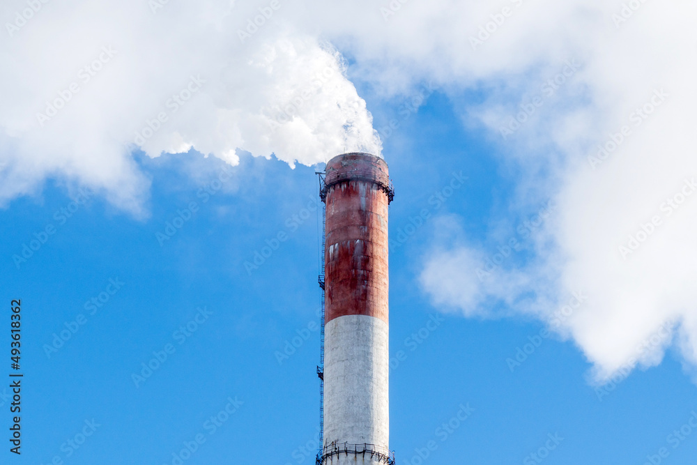 Industrial with thermal power plant and electric high voltage towers in sunlight. Industrial with thermal power plant and electric high voltage towers in sunlight.