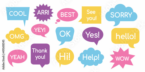 Speech balloon. and chat bubble, comic and dialogue symbol. Vector set