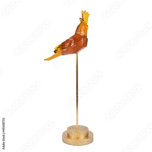 decorative glass bird figures on white background isolated for home decor