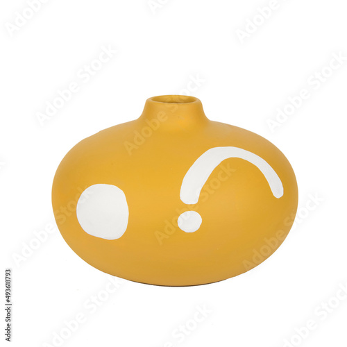 ceramic vase decorative object for home decoration isolated on white background