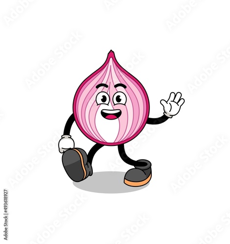 sliced onion cartoon walking