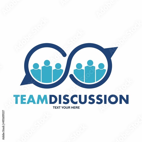 Chat or comment vector logo. People and communication symbol. This logo is suitable for social, public speaking, conversation, discuss, community, group, charity, meeting, thinking.