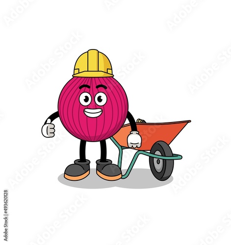 onion red cartoon as a contractor
