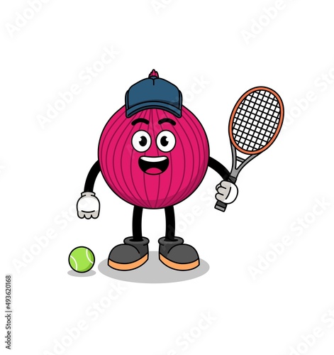onion red illustration as a tennis player