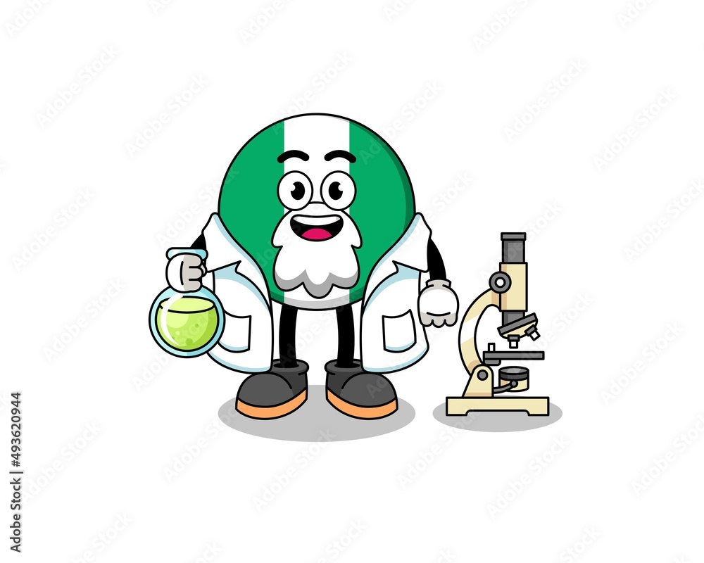 Mascot of nigeria flag as a scientist