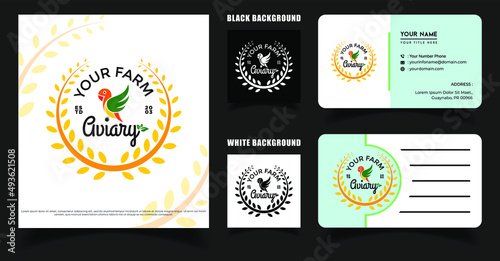 Love Bird Logo, Agapornis Aviary Vector Logo, Business Card Template, Parrot Breeding Vector Logo Inspiration