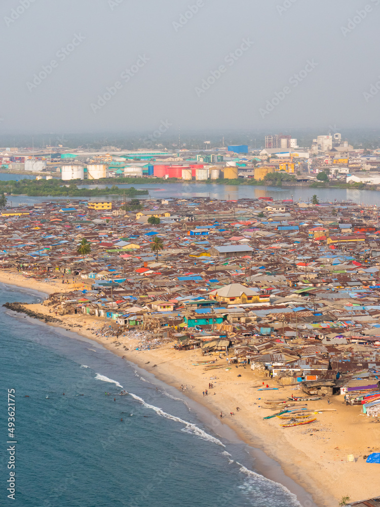 Cityscape of Wespoint township in Monrovia, Liberia