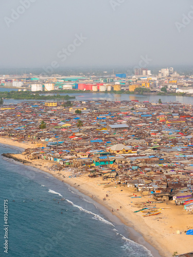 Cityscape of Wespoint township in Monrovia, Liberia photo