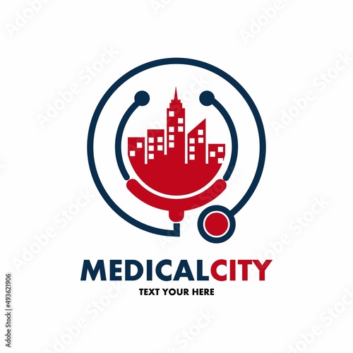 Medical city vector logo template. This design use stethoscope. Suitable for health.