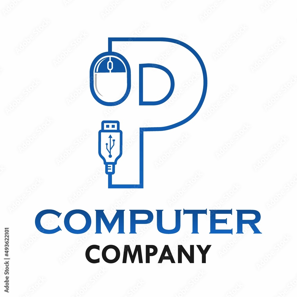 Letter p with computer mouse logo template illustration. Letter p with computer mouse logo template illustration.