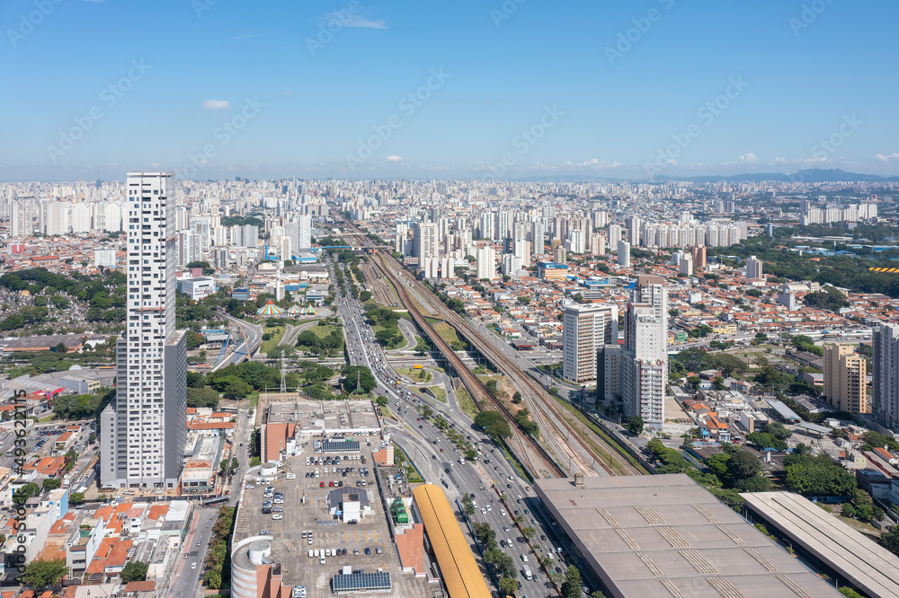 aerial view of the busiest region of Tatupé in São Paulo, east side