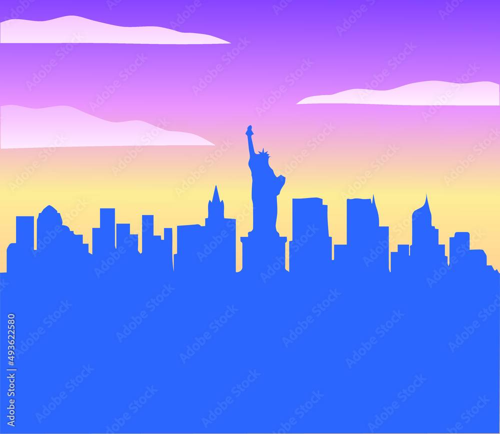 New York city skyline silhouette.
Vector illustration, EPS 10.