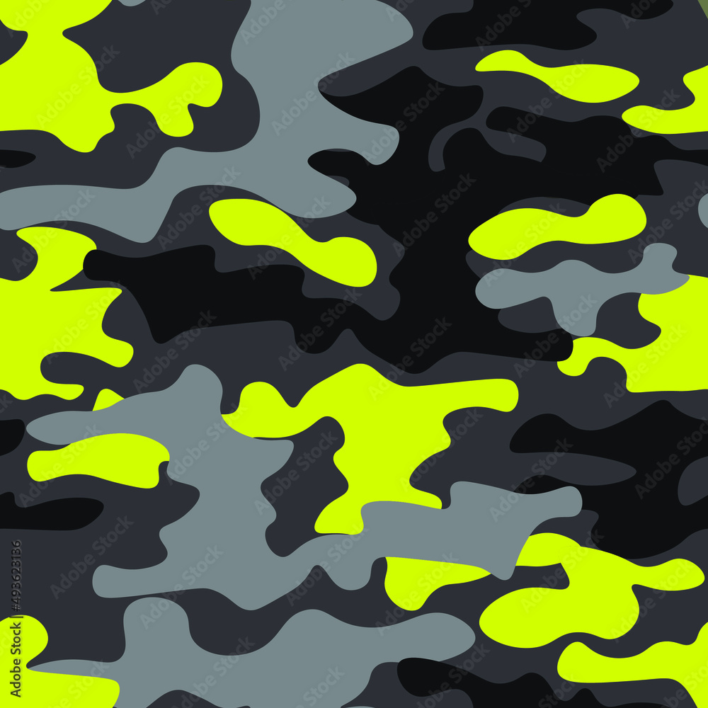 Camouflage texture seamless pattern. Abstract modern military camo background for fabric and fashion textile print. Vector illustration.