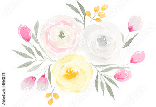 Spring Flower Bouquet on white Background photo