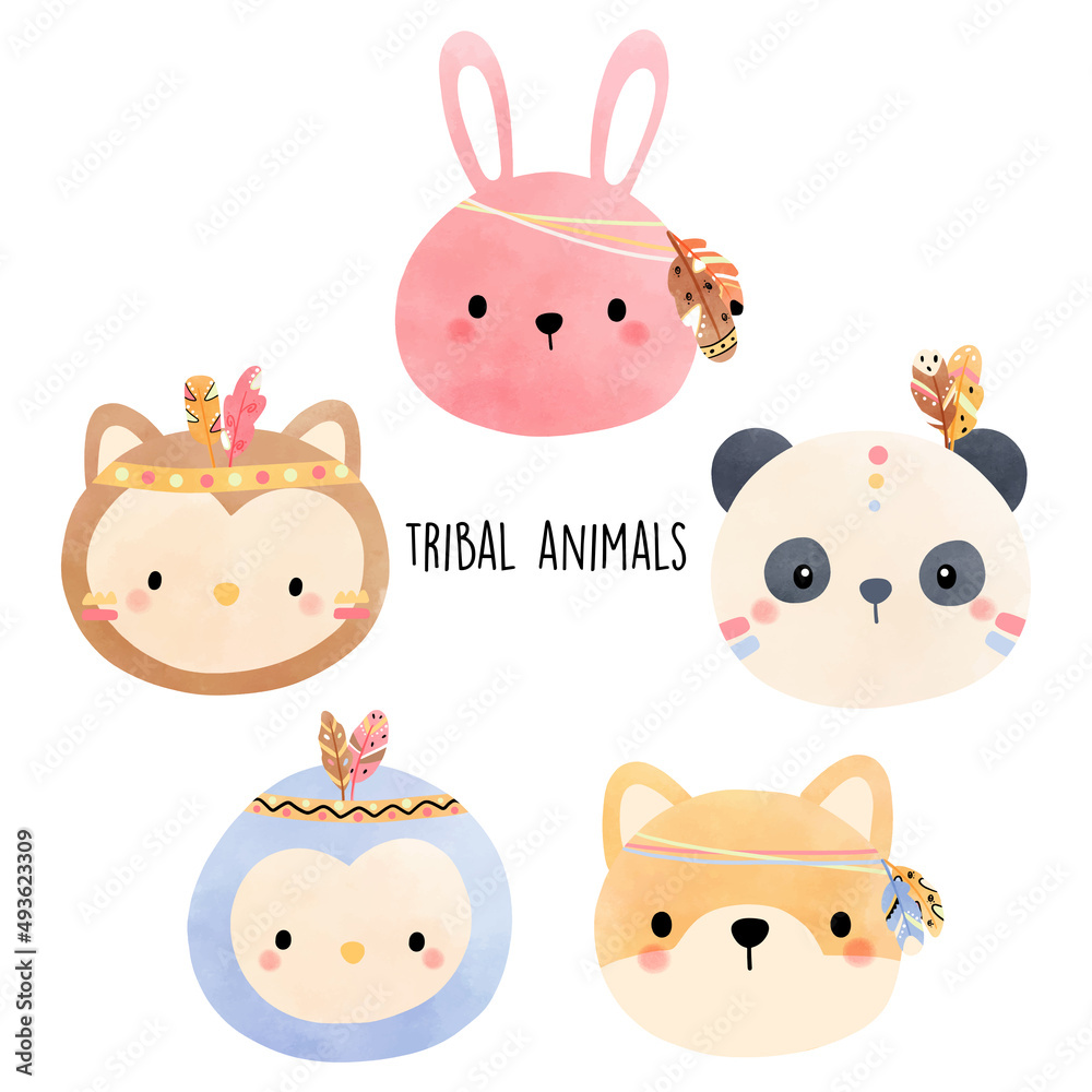 Tribal animal, animal face vector illustration