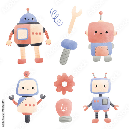 cute robot, robot vector illustration © chan