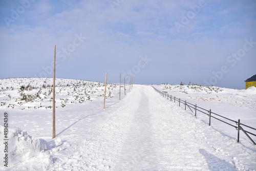 Sudety, szlak na Sniezke, Karkonoski Park Narodowy, zima, snieg, mroz,