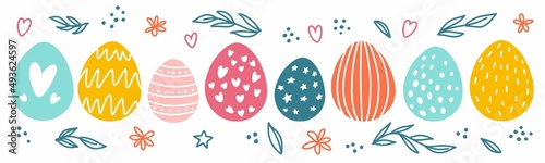 Fototapeta Naklejka Na Ścianę i Meble -  Illustration with a collection of Easter eggs