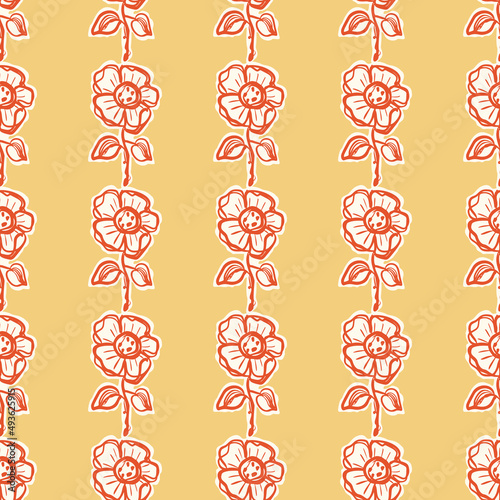 Natural chic boho flower seamless pattern in ditzy wildflower style. Hand drawn organic botanics fashion print. Modern summer nature garden bloom in trendy vintage country cottagecore color. 