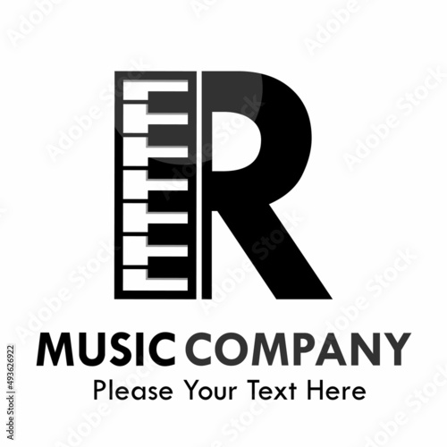 Letter r with piano logo template illustration. suitable for music studio, brand, web, identity, label etc