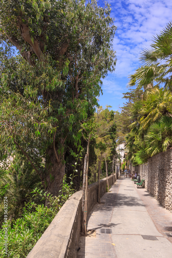Narrow street on Capri island in southern Italy.