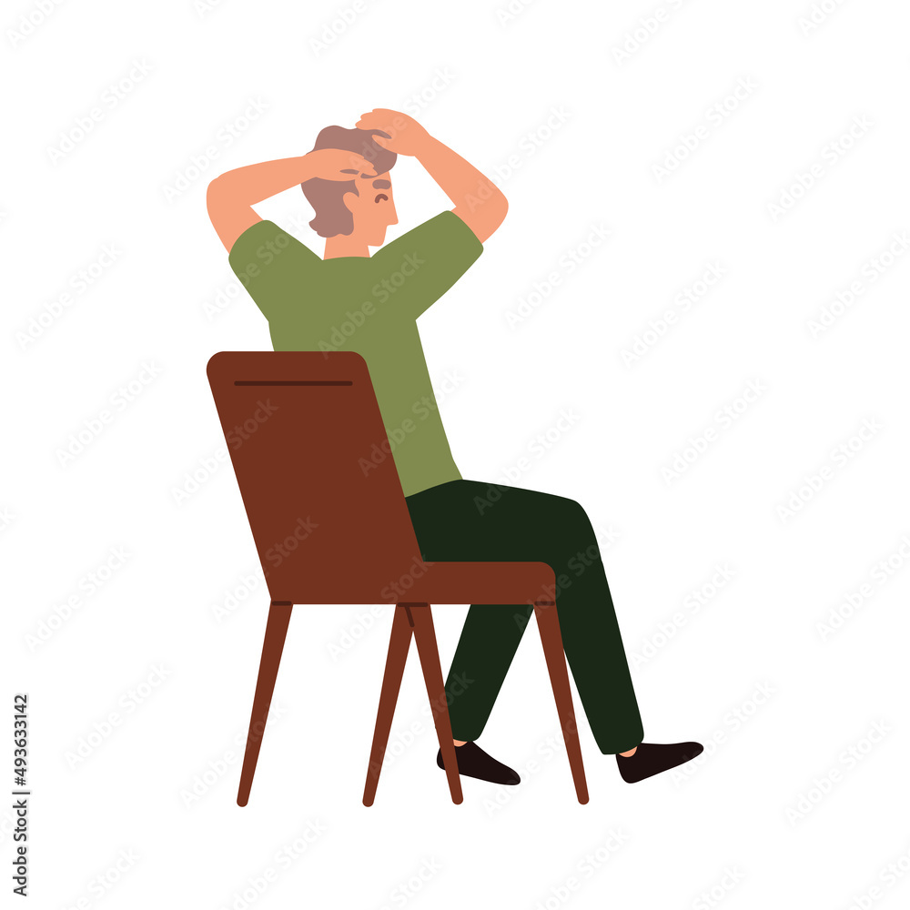 Fototapeta premium man sitting back view