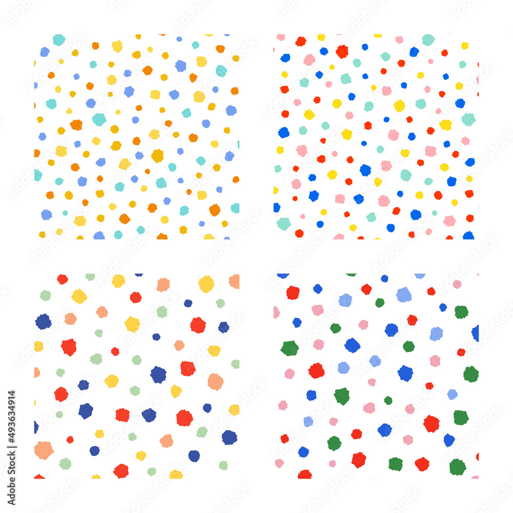 Set of cute random colourful dot pattern vector illustration. Isolated on white background Set of cute random colourful dot pattern vector illustration. Isolated on white background