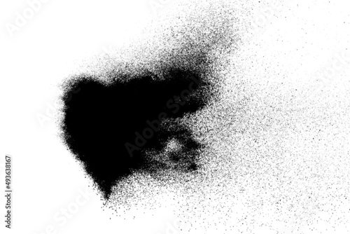 Black grainy texture isolated on white background. Dust overlay. Dark noise granules. Digitally generated image. Vector design elements. Illustration, Eps 10.