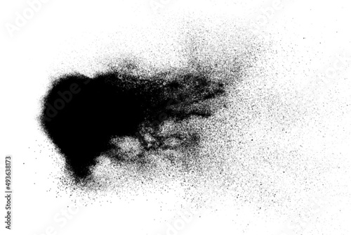 Black grainy texture isolated on white background. Dust overlay. Dark noise granules. Digitally generated image. Vector design elements. Illustration, Eps 10.