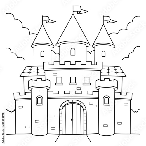 Royal Castle Coloring Page for Kids