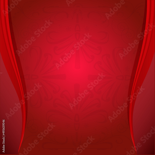 Vector Abstract-Floral and Waves Red Background