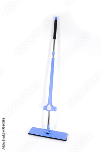 Lazy Mop 360 with Vertical Extraction - Blue. Assembled. High strength plastic. High strength plastic. Nozzle material: Microfiber. White background.