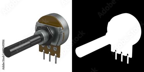 3D rendering illustration of a single turn potentiometer photo