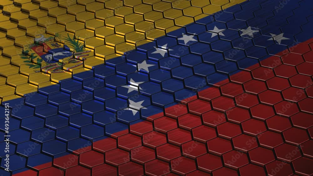 custom made wallpaper toronto digitalVenezuela hi-tech shield flag maked by composite metallic steel hexagonal plates, military armor technolgy. Looped video