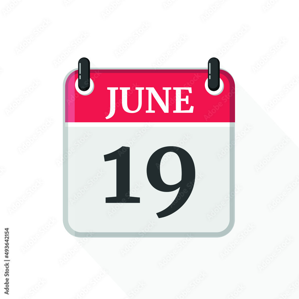 Calendar on white background. 19 June.