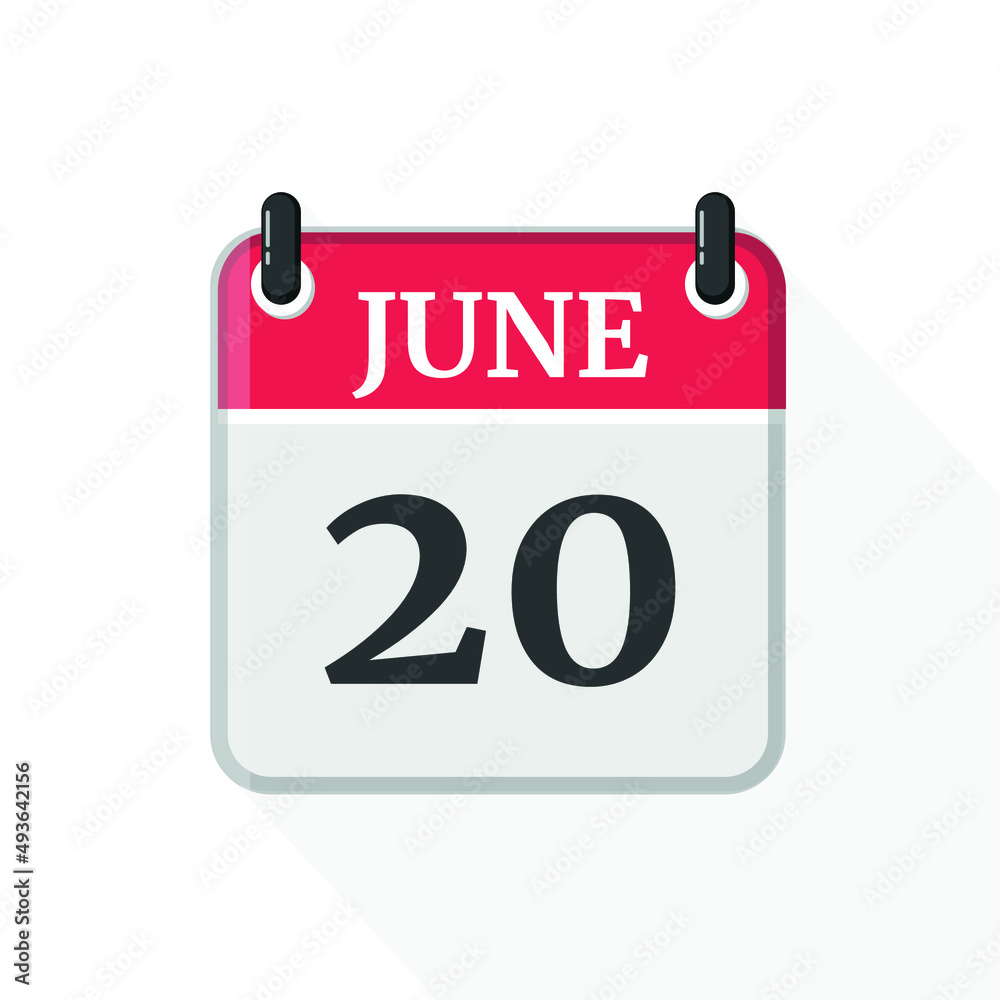 Calendar on white background. 20 June. Calendar on white background. 20 June.